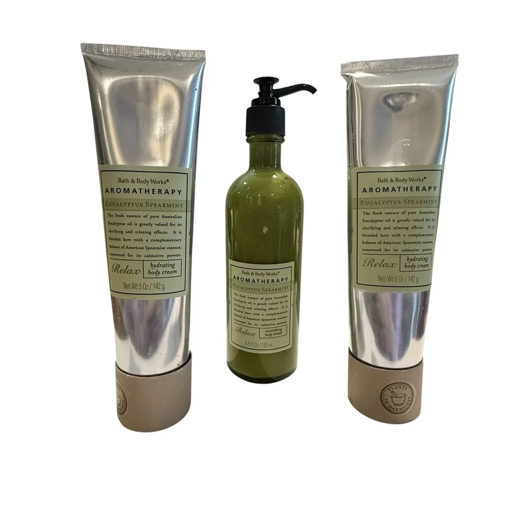 Bath & Body Works Eucalyptus Spearmint Aromatherapy Vintage NOS 3 Pc Set